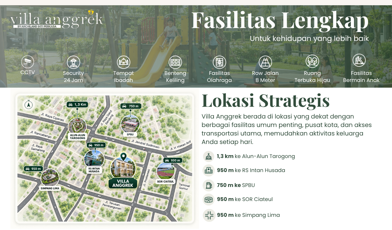 Desain asli Villa Anggrek Garut, bagian 5: Fasilitas dan Lokasi